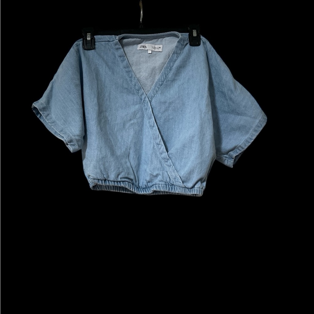 Zara Light Blue Wrap Top